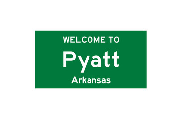 Pyatt, Arkansas, USA. City limit sign on transparent background. 