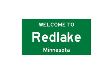 Redlake, Minnesota, USA. City limit sign on transparent background. 