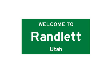 Randlett, Utah, USA. City limit sign on transparent background. 