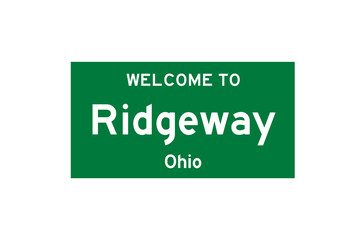 Ridgeway, Ohio, USA. City limit sign on transparent background. 