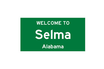 Selma, Alabama, USA. City limit sign on transparent background. 