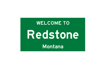 Redstone, Montana, USA. City limit sign on transparent background. 