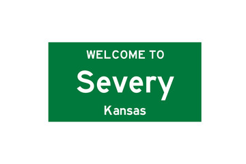 Severy, Kansas, USA. City limit sign on transparent background. 