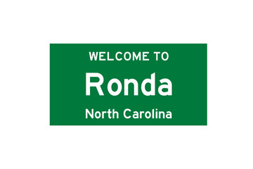 Ronda, North Carolina, USA. City limit sign on transparent background.  © Rezona