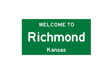 Richmond, Kansas, USA. City limit sign on transparent background. 