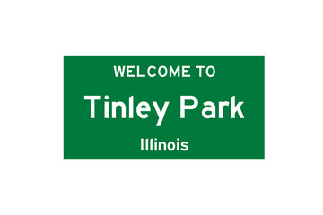 Tinley Park, Illinois, USA. City limit sign on transparent background. 