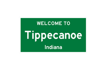 Tippecanoe, Indiana, USA. City limit sign on transparent background. 