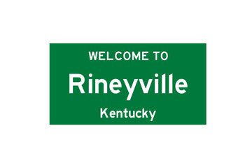 Rineyville, Kentucky, USA. City limit sign on transparent background. 