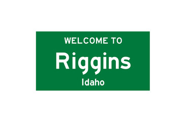 Riggins, Idaho, USA. City limit sign on transparent background. 