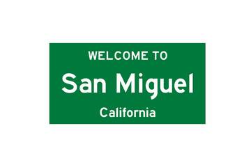 Obraz premium San Miguel, California, USA. City limit sign on transparent background. 