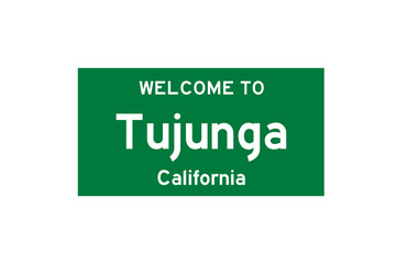 Tujunga, California, USA. City limit sign on transparent background. 