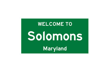 Solomons, Maryland, USA. City limit sign on transparent background.  - obrazy, fototapety, plakaty