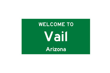 Vail, Arizona, USA. City limit sign on transparent background. 