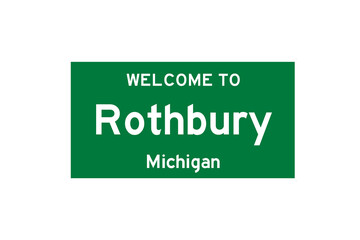 Rothbury, Michigan, USA. City limit sign on transparent background. 