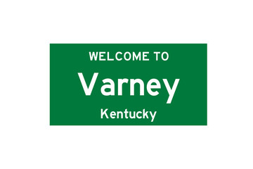 Varney, Kentucky, USA. City limit sign on transparent background. 