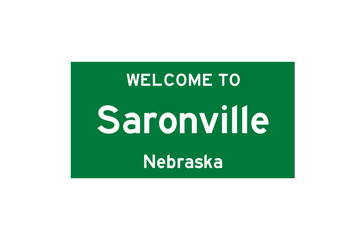 Saronville, Nebraska, USA. City limit sign on transparent background. 