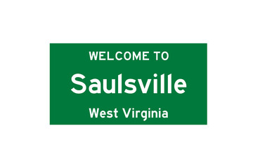 Saulsville, West Virginia, USA. City limit sign on transparent background. 