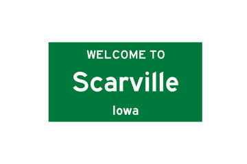 Scarville, Iowa, USA. City limit sign on transparent background. 