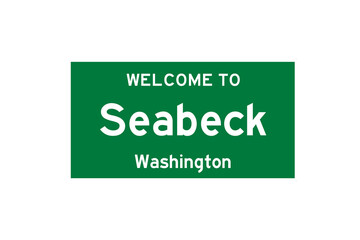 Seabeck, Washington, USA. City limit sign on transparent background. 