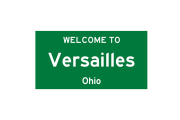 Versailles, Ohio, USA. City limit sign on transparent background. 