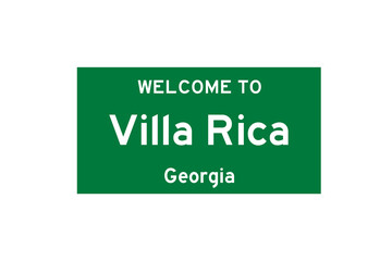 Villa Rica, Georgia, USA. City limit sign on transparent background. 