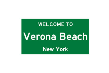 Verona Beach, New York, USA. City limit sign on transparent background. 