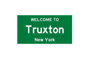 Truxton, New York, USA. City limit sign on transparent background. 