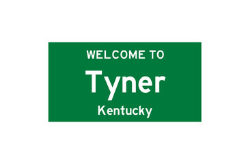 Tyner, Kentucky, USA. City limit sign on transparent background. 