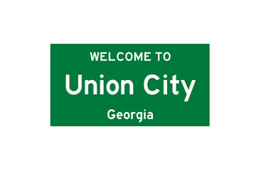 Union City, Georgia, USA. City limit sign on transparent background. 