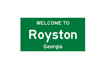 Royston, Georgia, USA. City limit sign on transparent background. 