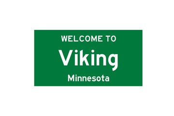 Viking, Minnesota, USA. City limit sign on transparent background. 