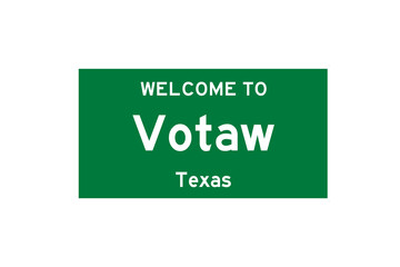 Votaw, Texas, USA. City limit sign on transparent background. 