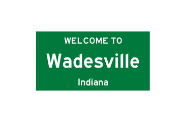 Wadesville, Indiana, USA. City limit sign on transparent background. 