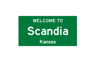 Scandia, Kansas, USA. City limit sign on transparent background. 