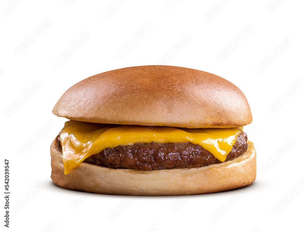 Wall mural delicious fast food cheeseburger isolated on transparent background