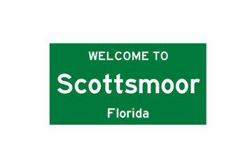 Scottsmoor, Florida, USA. City limit sign on transparent background. 