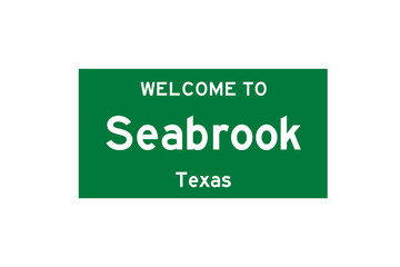 Seabrook, Texas, USA. City limit sign on transparent background. 