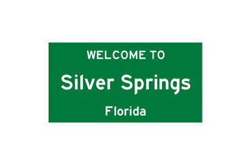 Silver Springs, Florida, USA. City limit sign on transparent background. 