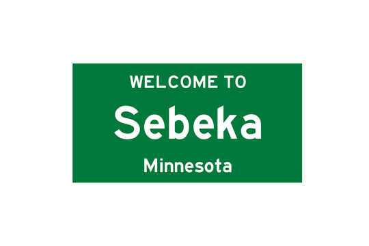 Sebeka, Minnesota, USA. City limit sign on transparent background. 