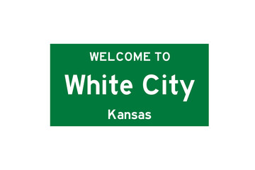 White City, Kansas, USA. City limit sign on transparent background. 