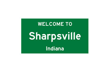 Sharpsville, Indiana, USA. City limit sign on transparent background.  - obrazy, fototapety, plakaty