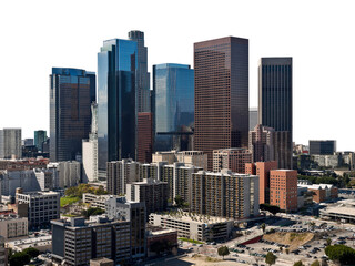 Downtown Los Angeles skyline isolated. - obrazy, fototapety, plakaty