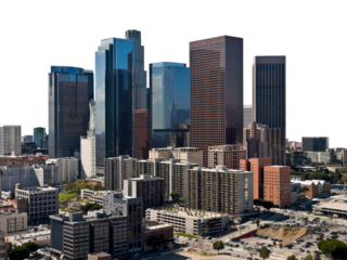 Downtown Los Angeles skyline isolated.