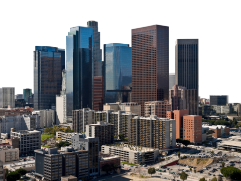 Downtown Los Angeles skyline isolated.