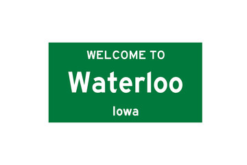 Waterloo, Iowa, USA. City limit sign on transparent background. 