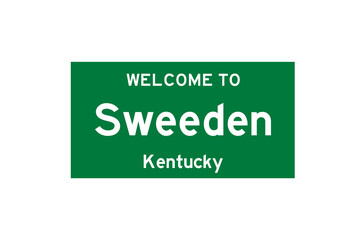 Sweeden, Kentucky, USA. City limit sign on transparent background. 