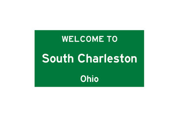 South Charleston, Ohio, USA. City limit sign on transparent background. 