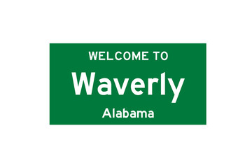 Waverly, Alabama, USA. City limit sign on transparent background. 