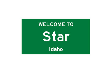 Star, Idaho, USA. City limit sign on transparent background. 