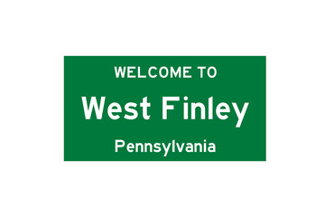 West Finley, Pennsylvania, USA. City limit sign on transparent background. 